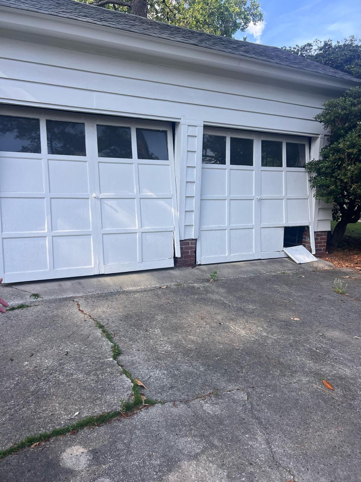 Damaged garage door panels